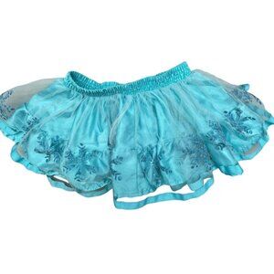 Disney skirt blue snowflake lace sheer layered elastic waist kids size 4 READ